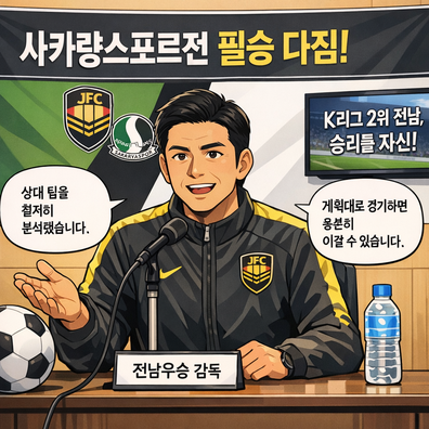 전남 팀 감독, 사카랴스포르와(과)의 경기를 앞두고 `